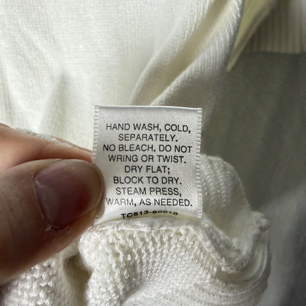 Pendleton Mock Neck Short Sleeve Sweater White Cotton Blend Women’s Size M - Picture 6 of 8